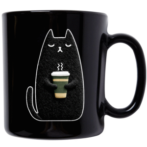 Sleepy Kitty Coffee Mug – Black