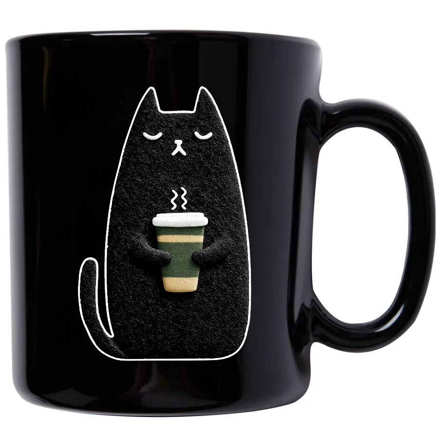 Sleepy Kitty Coffee Mug – Black