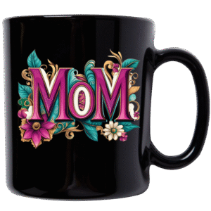 Mom Pink & Teal Black Mug