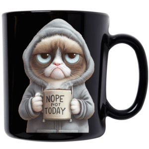“Nope, Not Today” Grumpy Cat Mug – Black