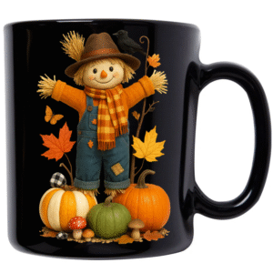Autumn Scarecrow Black Mug