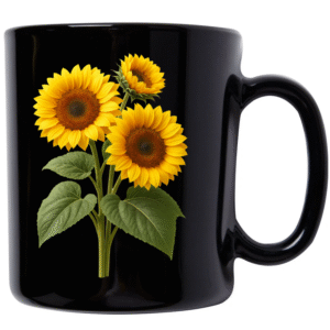 Bright Sunflowers Mug – Black