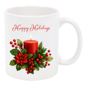 Happy Holidays Candle Mug – White