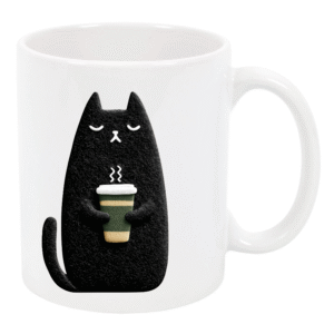 Sleepy Kitty Coffee Mug – White