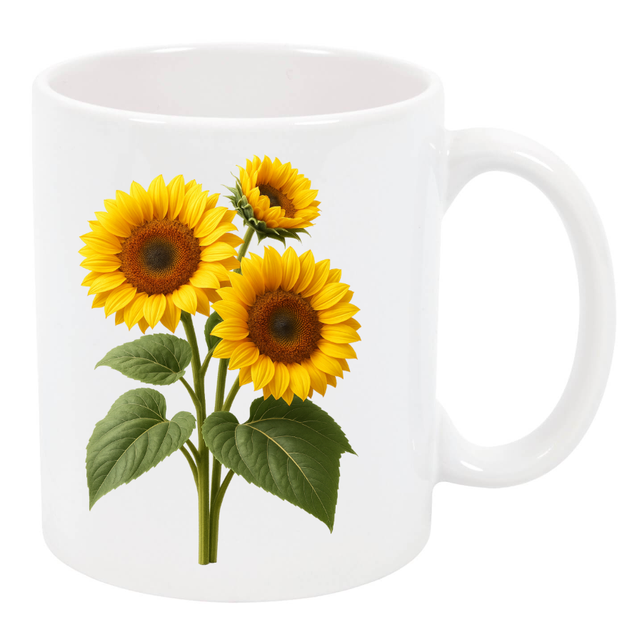 Bright Sunflowers Mug – White